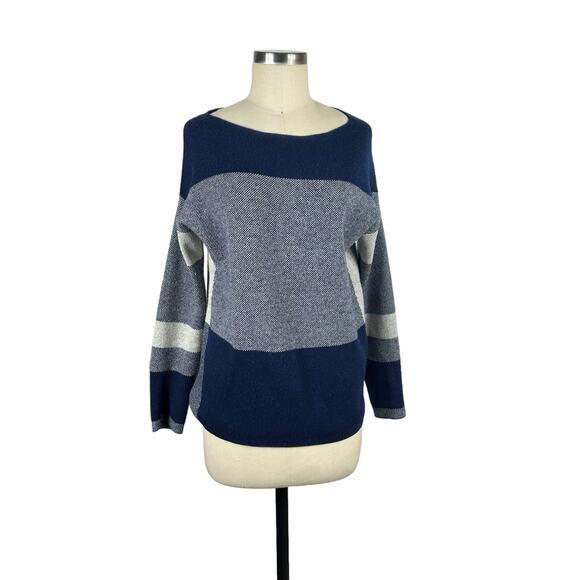 VINCE Blue Intarsia Wool Cashmere Knit Pullover Sweater Women's Size XS - Picture 1 of 7